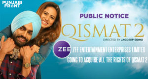 public notice issued by zee studios about qismat 2 film rights.