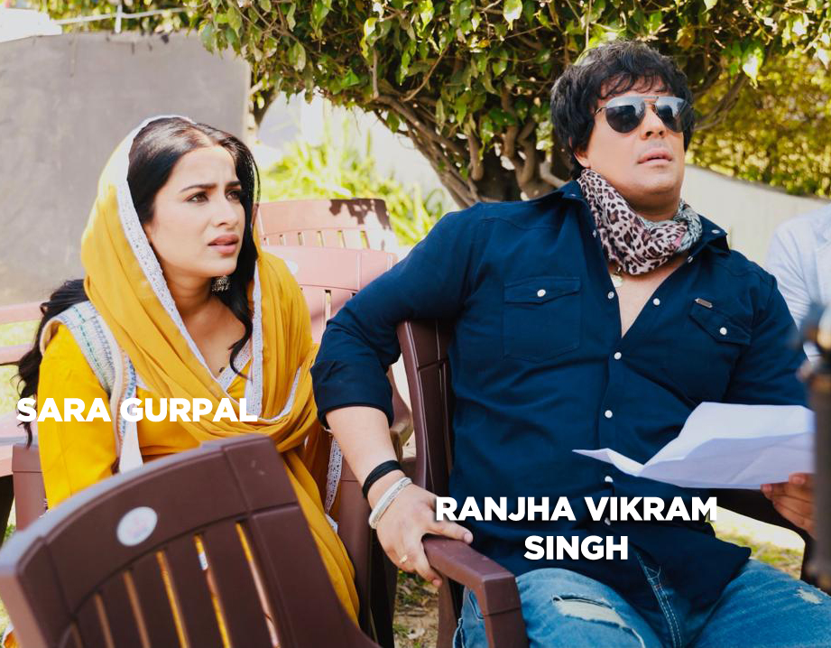 Sara Gurpal and Ranjha Vikram Singh on Ziddi Jatt Movie Set